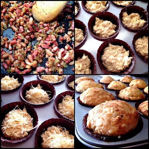 muffins bacon queso